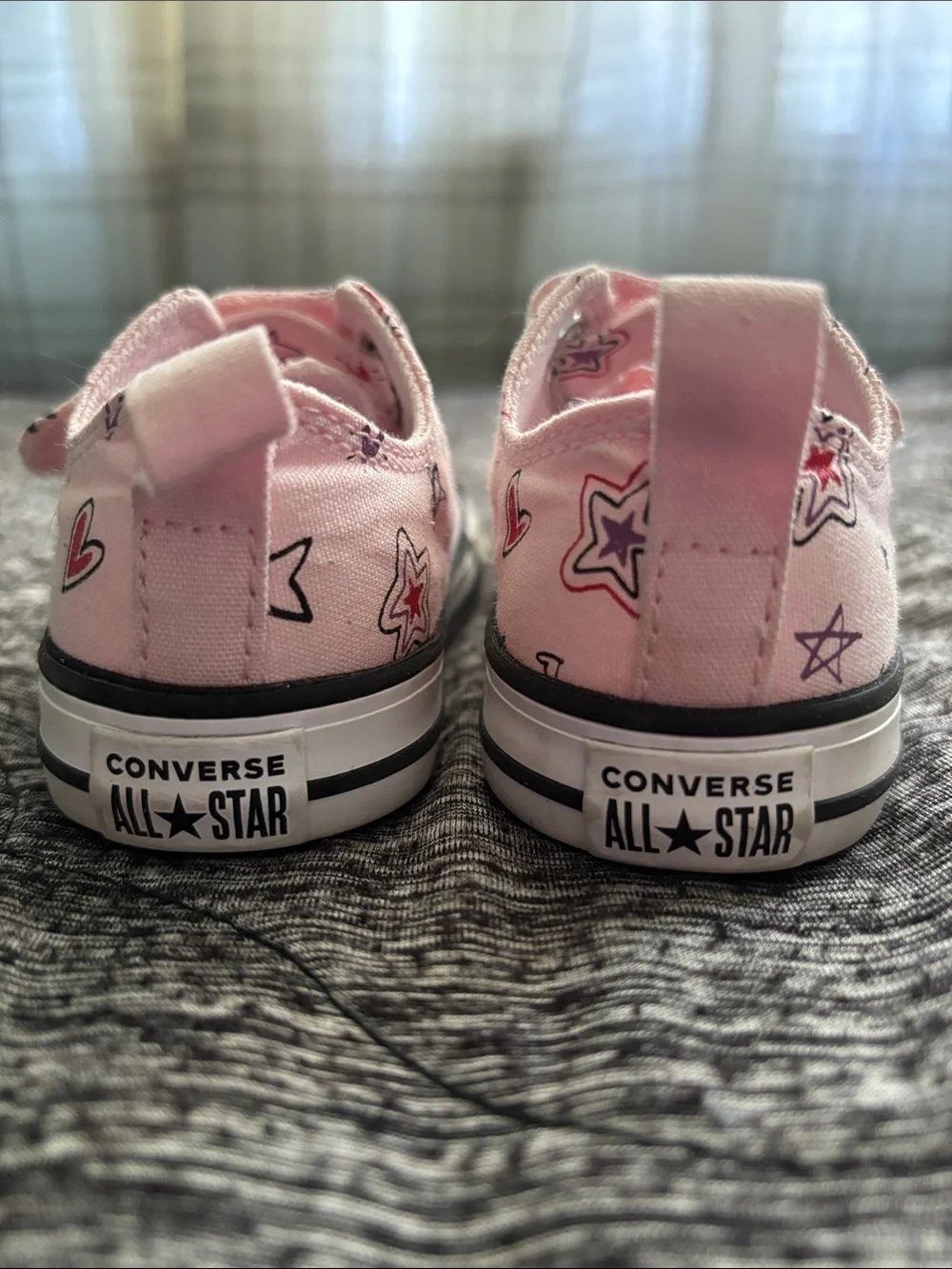 Converse Pink Star & Heart Print Kids Sneakers
